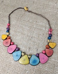 Tagua Nut Slice Necklace Women's Handmade Natural Organic
